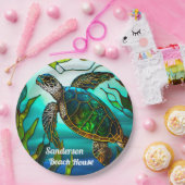 Assiettes En Carton Tortue côtière Tropical Turquoise Bleu Vert (Fête)