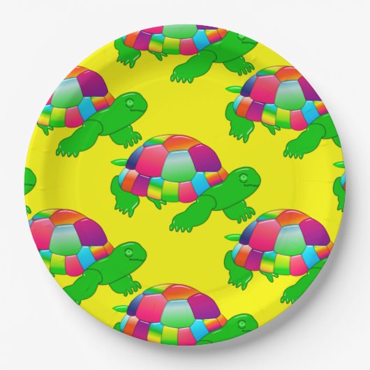 Assiettes En Carton Tortue en verre CKC Lil, Plaques en papier jaune (Devant)