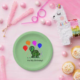 Assiettes En Carton Tortue et ballons