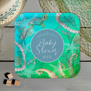 Assiettes En Carton Tortue Mignonne Sous Le Baby shower De Mer
