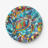 Assiettes En Carton Tortue mosaïque colorée (Devant)