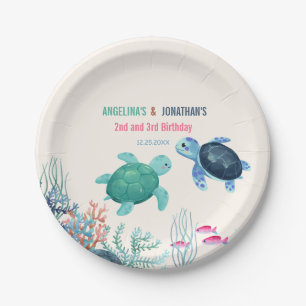 Assiettes En Carton Tortue mûre sous la mer Anniversaire conjoint