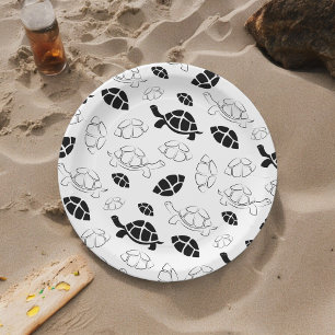 Assiettes En Carton Tortue noir et blanc