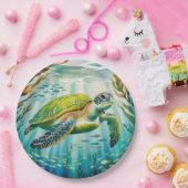 Assiettes En Carton Tortue peinte (Fête)