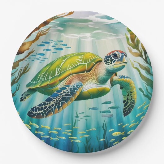 Assiettes En Carton Tortue peinte (Devant)