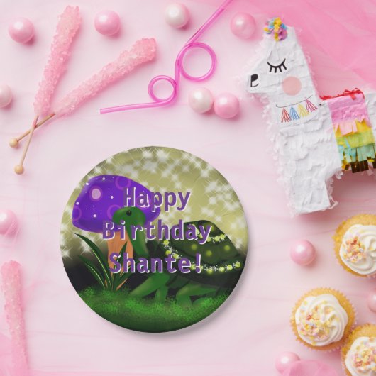 Assiettes En Carton Tortue, Plaques en papier d'anniversaire étincelan (Fête)