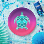 Assiettes En Carton Tortue turquoise bleu turquoise (Fête)