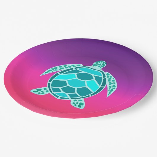 Assiettes En Carton Tortue turquoise bleu turquoise (Angle)