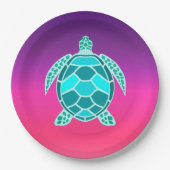 Assiettes En Carton Tortue turquoise bleu turquoise (Devant)