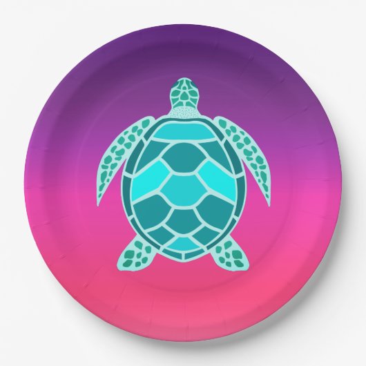 Assiettes En Carton Tortue turquoise bleu turquoise (Devant)