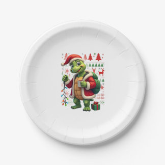 Assiettes En Carton Tortue Xmas Lumières Père Noël Moche Tortue Noël T