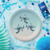 Assiettes En Carton Tortues de mer 3D Océan Thème (Fête)