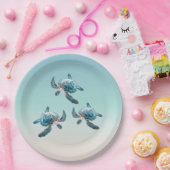 Assiettes En Carton Tortues de mer 3D Océan Thème (Fête)