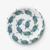 Assiettes En Carton Tortues de mer bleu sarcelle élégant mariage sur l (Devant)