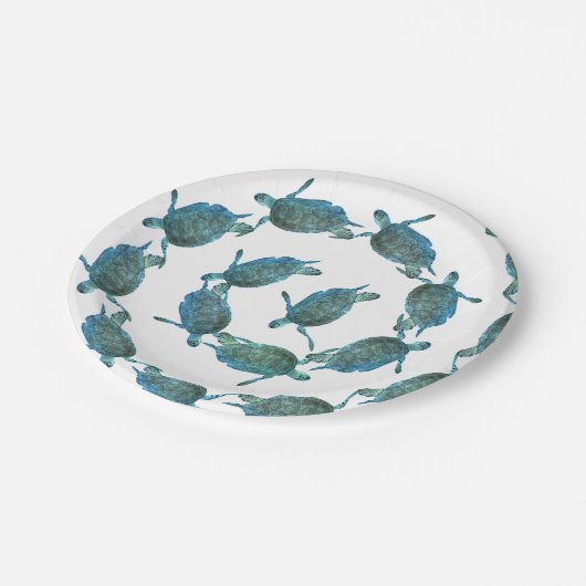 Assiettes En Carton Tortues de mer bleu sarcelle élégant mariage sur l (Angle)