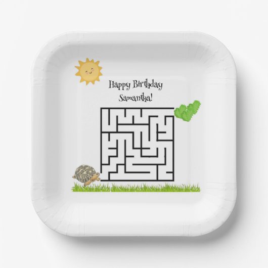 Assiettes En Carton Tortues et laitue, plaques de papier labyrinthe d' (Recto)