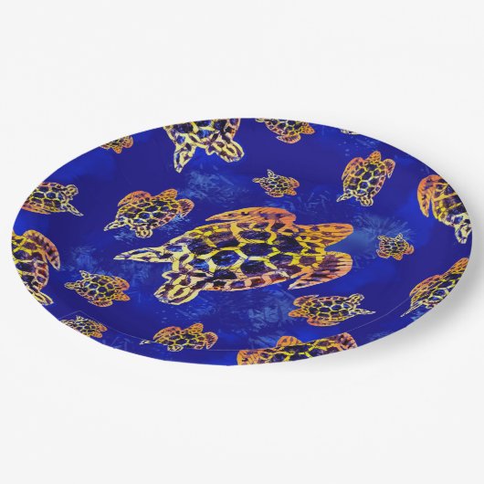 Assiettes En Carton Tortues marines Batik Art Africain (Angle)