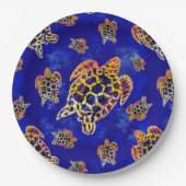 Assiettes En Carton Tortues marines Batik Art Africain (Devant)