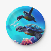 Assiettes En Carton Tortues marines natation (Devant)