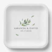 Assiettes En Carton Toscane Olivier Feuille Branche Merci (Recto)