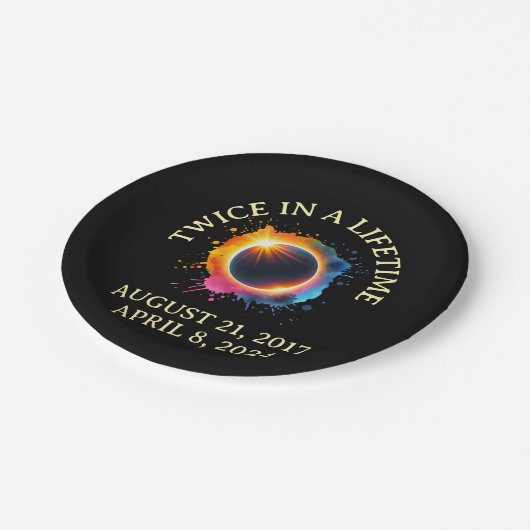 Assiettes En Carton Total Éclipse Solaire 2024 Deux Fois Dans Une Vie (Angle)