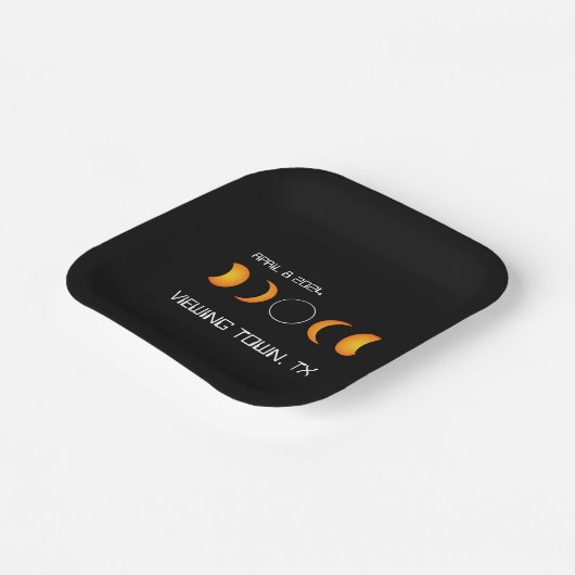 Assiettes En Carton Total Solaire Eclipse 2024 Personnalisé Town State (Angulaire)