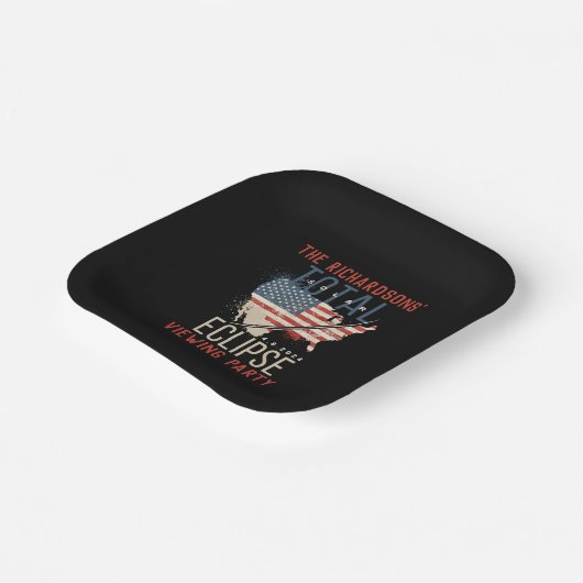 Assiettes En Carton Total Solaire Eclipse 4.8.2024 USA Carte personnal (Angulaire)