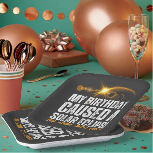 Assiettes En Carton total solaire éclipse drôle anniversaire 4-8-2024 