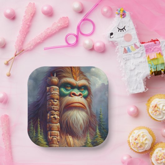 Assiettes En Carton Totem amérindien de Bigfoot (Fête)