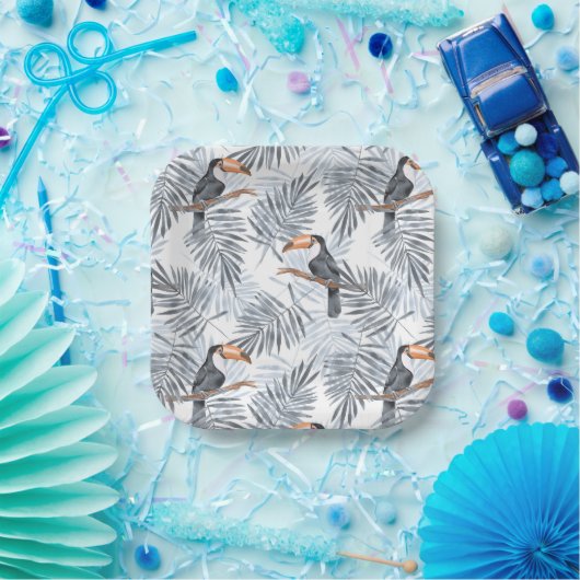 Assiettes En Carton Toucan gris (Fête)