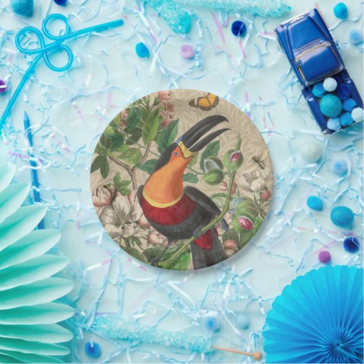 Assiettes En Carton Toucan Jungle Tropical Bird Belle antique (Fête)