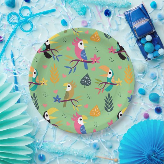 Assiettes En Carton Toucans et perroquets (Fête)