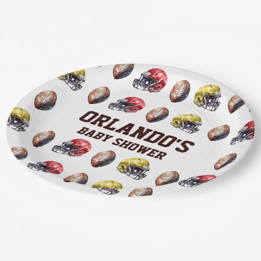 Assiettes En Carton Touchdown Table Plaques Papier Football Thème Part (Angle)