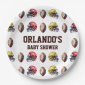 Assiettes En Carton Touchdown Table Plaques Papier Football Thème Part (Devant)