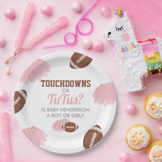 Assiettes En Carton Touchdowns ou Tutus Genre Reveal (Fête)
