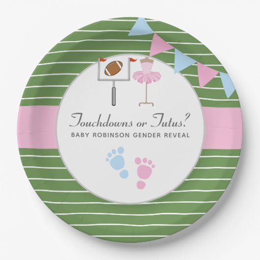 Assiettes En Carton Touchdowns ou Tutus Genre Reveal Party (Devant)