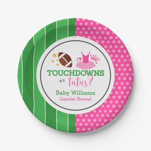 Assiettes En Carton Touchdowns ou Tutus Genre Reveal Party (Devant)