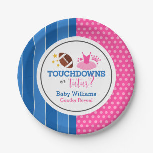 Assiettes En Carton Touchdowns ou Tutus Pink Blue Genre Reveal Party