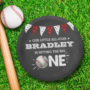 Assiettes En Carton Toucher Le Grand   Baseball 1er anniversaire