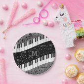 Assiettes En Carton Touches de piano monogramme et notes musicales (Fête)