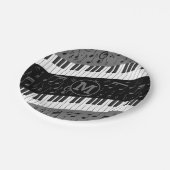Assiettes En Carton Touches de piano monogramme et notes musicales (Angle)