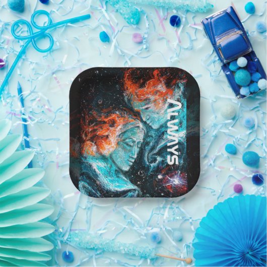 Assiettes En Carton Toujours à travers l'espace Nebula Couple (Fête)