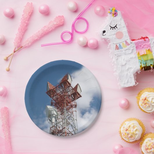 Assiettes En Carton Tour de télécommunications micro-ondes (Fête)