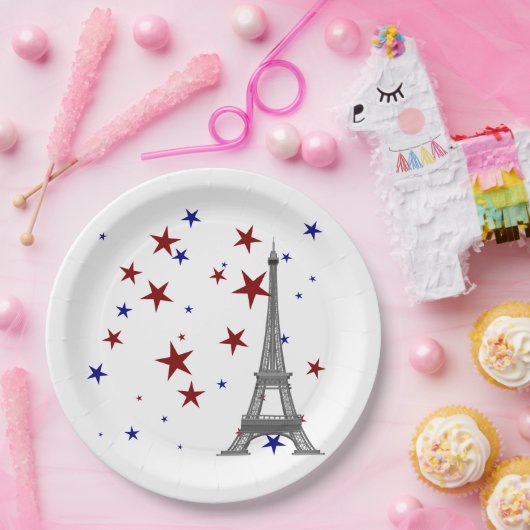 Assiettes En Carton Tour Eiffel avec étoiles (Fête)