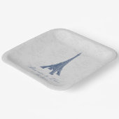 Assiettes En Carton Tour Eiffel bleu Mariage damassé Douche (Angulaire)