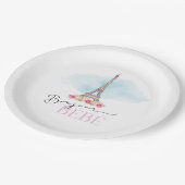 Assiettes En Carton Tour Eiffel Bonjour Bébé Plaques en papier Baby sh (Angle)