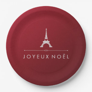 Assiettes En Carton Tour Eiffel français de Joyeux Noel de Noël sur le
