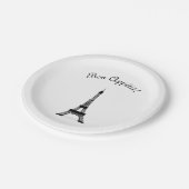 Assiettes En Carton Tour Eiffel français noir et blanc élégant de (Angle)