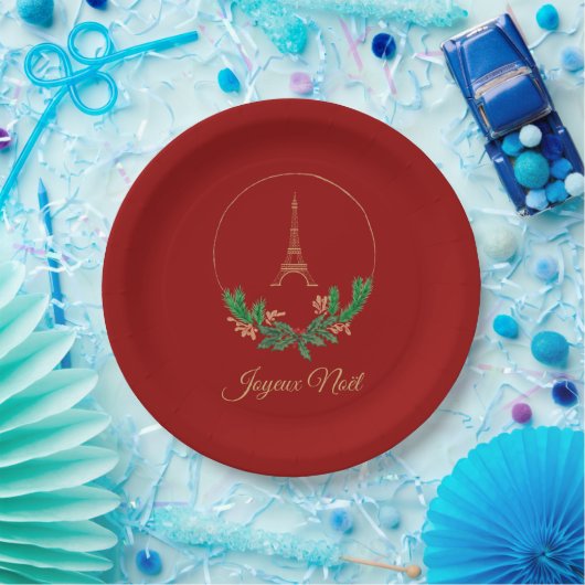 Assiettes En Carton Tour Eiffel Joyeux Noel (Fête)