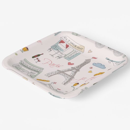 Assiettes En Carton Tour Eiffel Paris  (Angulaire)
